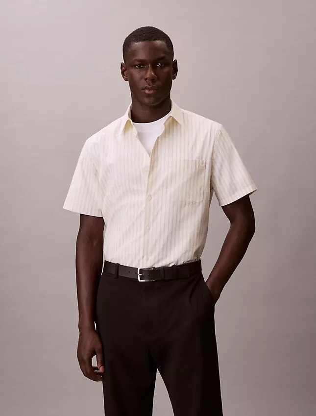 Cotton Stretch Stripe Short Sleeve Button-Down Shirt Cotton Stretch Stripe Short Sleeve Button-Down Shirt