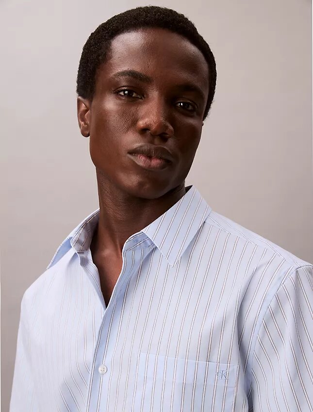 Cotton Stretch Stripe Short Sleeve Button-Down Shirt Cotton Stretch Stripe Short Sleeve Button-Down Shirt