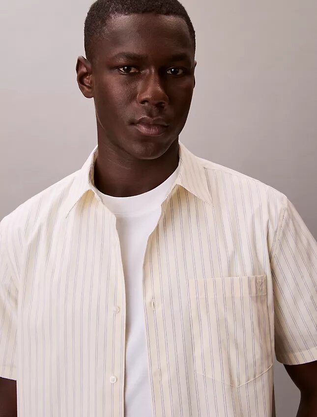 Cotton Stretch Stripe Short Sleeve Button-Down Shirt Cotton Stretch Stripe Short Sleeve Button-Down Shirt
