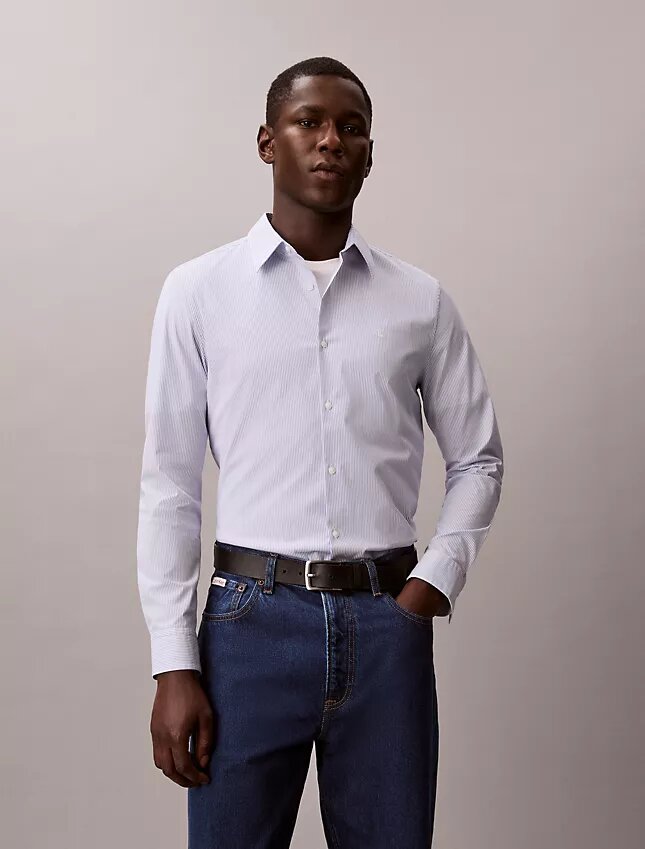Cotton Stretch Stripe Slim Button-Down Shirt Cotton Stretch Stripe Slim Button-Down Shirt