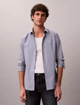 Cotton Stretch Stripe Slim Button-Down Shirt