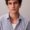 Cotton Stretch Stripe Slim Button-Down Shirt