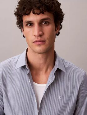 Cotton Stretch Stripe Slim Button-Down Shirt