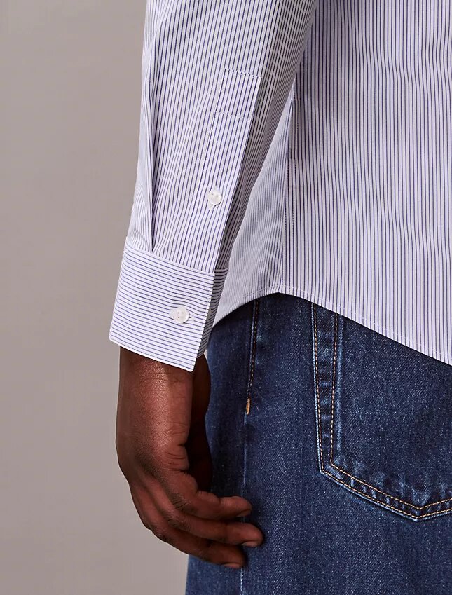 Cotton Stretch Stripe Slim Button-Down Shirt Cotton Stretch Stripe Slim Button-Down Shirt