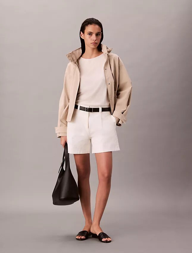 Cotton Stretch Twill Pleated Bermuda Shorts Cotton Stretch Twill Pleated Bermuda Shorts