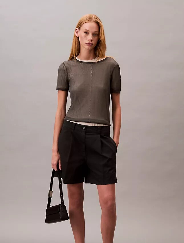 Cotton Stretch Twill Pleated Bermuda Shorts Cotton Stretch Twill Pleated Bermuda Shorts