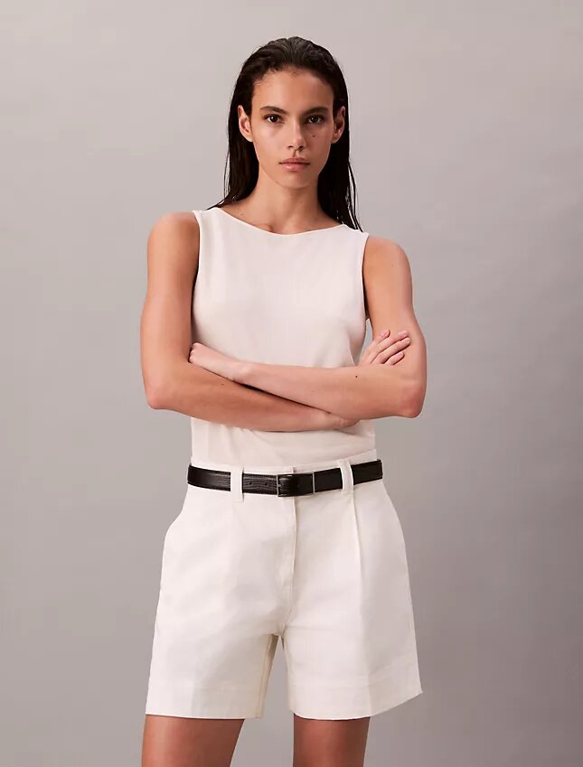 Cotton Stretch Twill Pleated Bermuda Shorts Cotton Stretch Twill Pleated Bermuda Shorts