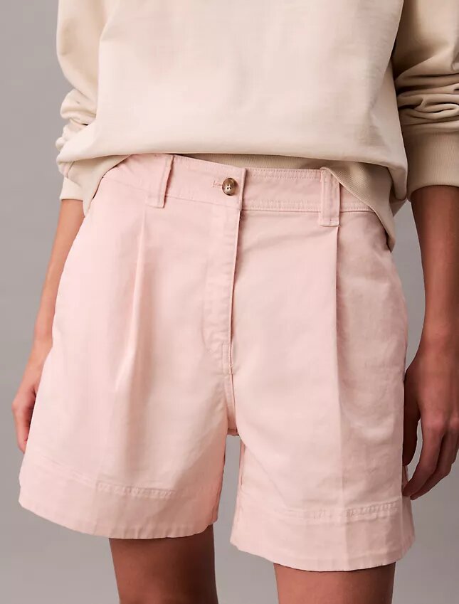 Cotton Stretch Twill Pleated Bermuda Shorts Cotton Stretch Twill Pleated Bermuda Shorts
