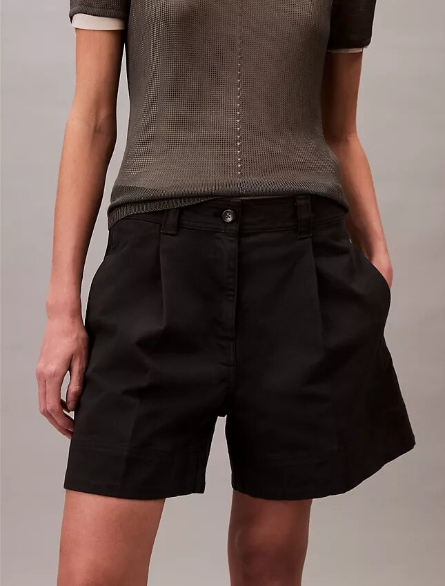 Cotton Stretch Twill Pleated Bermuda Shorts Cotton Stretch Twill Pleated Bermuda Shorts