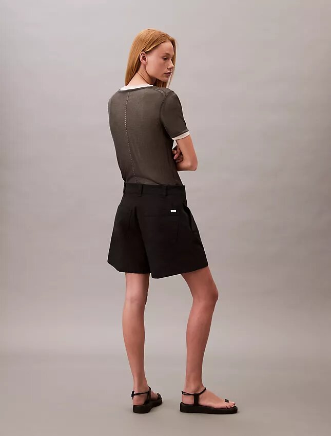 Cotton Stretch Twill Pleated Bermuda Shorts Cotton Stretch Twill Pleated Bermuda Shorts