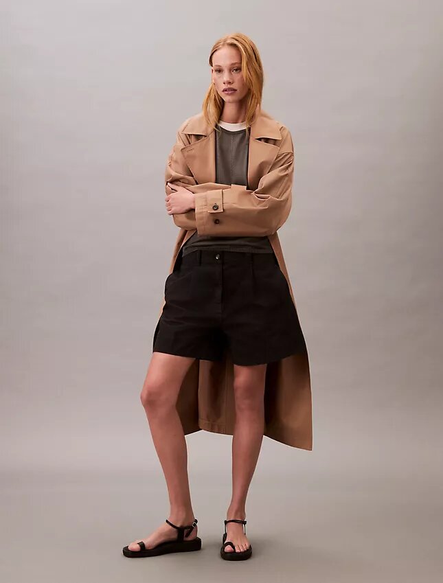 Cotton Stretch Twill Pleated Bermuda Shorts Cotton Stretch Twill Pleated Bermuda Shorts