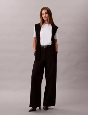 Cotton Stretch Wide Leg Chino Pants