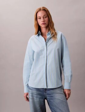 Cotton Stripe Relaxed Button-Down Shirt