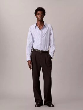 Cotton Stripe Relaxed Button-Down Shirt