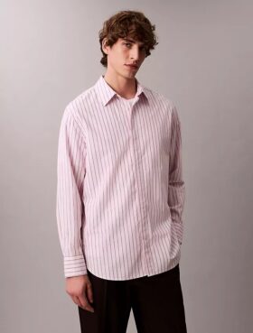 Cotton Stripe Relaxed Button-Down Shirt