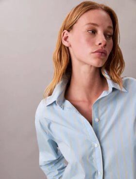 Cotton Stripe Relaxed Button-Down Shirt