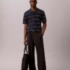 Cotton Stripe Sweater Polo Shirt Cotton Stripe Sweater Polo Shirt