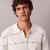 Cotton Stripe Sweater Polo Shirt Cotton Stripe Sweater Polo Shirt