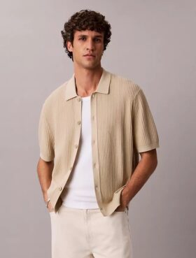 Cotton Sweater Button-Down Shirt