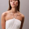 Cotton Twill Halter Midi Dress