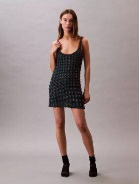 Crochet Beaded Tank Mini Dress