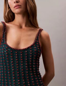 Crochet Beaded Tank Mini Dress