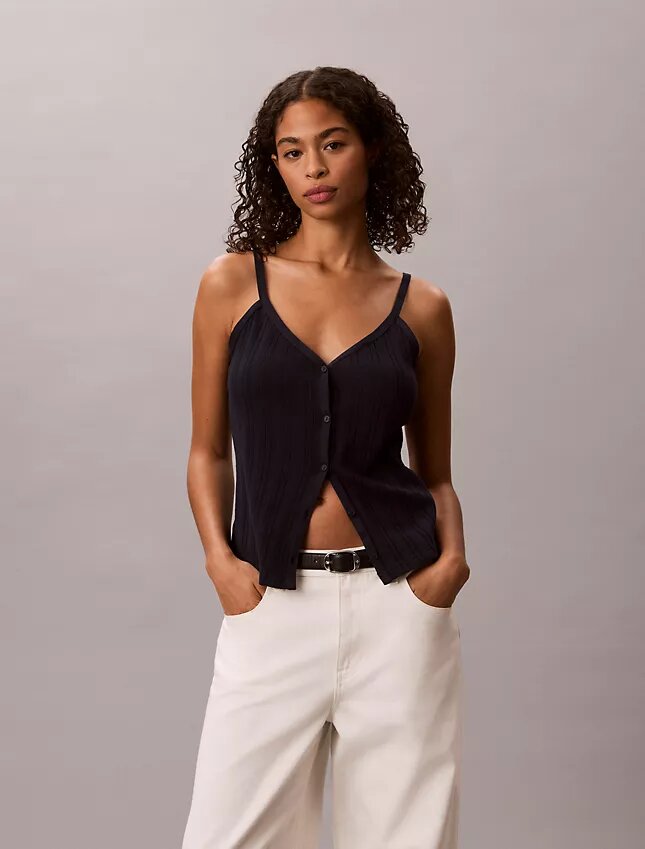 Crochet Button-Down Tank Top Crochet Button-Down Tank Top