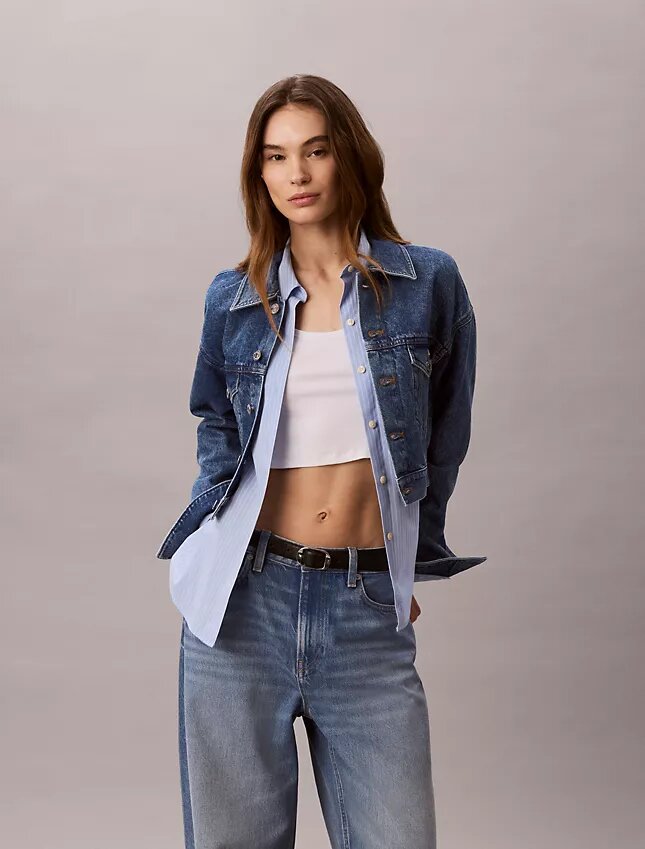 Cropped Denim Trucker Jacket Cropped Denim Trucker Jacket