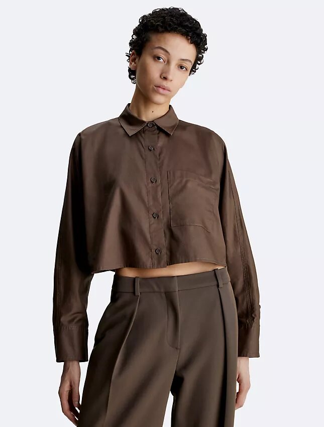 Cropped Dolman Relaxed Button-Down Shirt Cropped Dolman Relaxed Button-Down Shirt