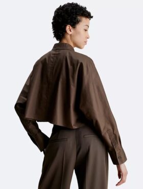 Cropped Dolman Relaxed Button-Down Shirt