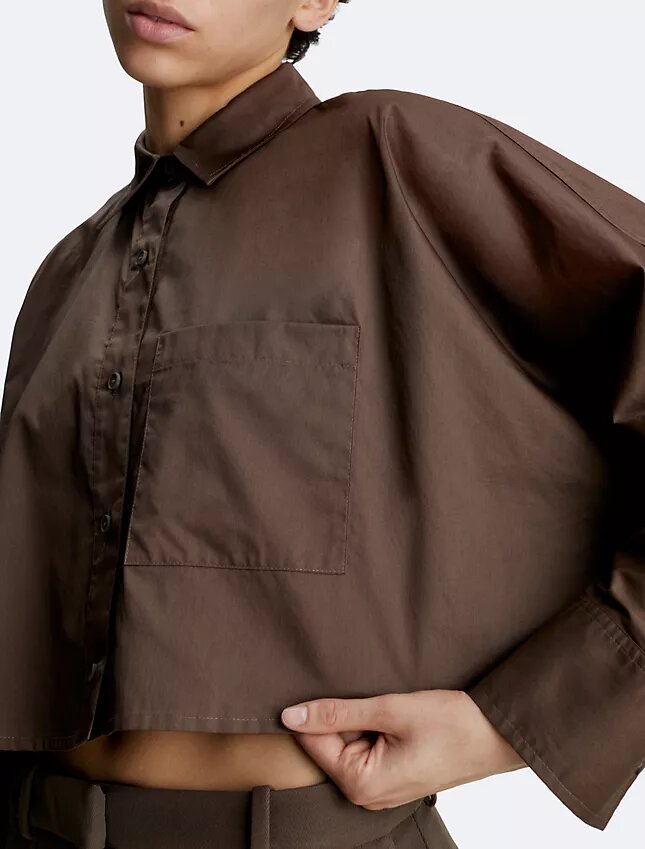 Cropped Dolman Relaxed Button-Down Shirt Cropped Dolman Relaxed Button-Down Shirt