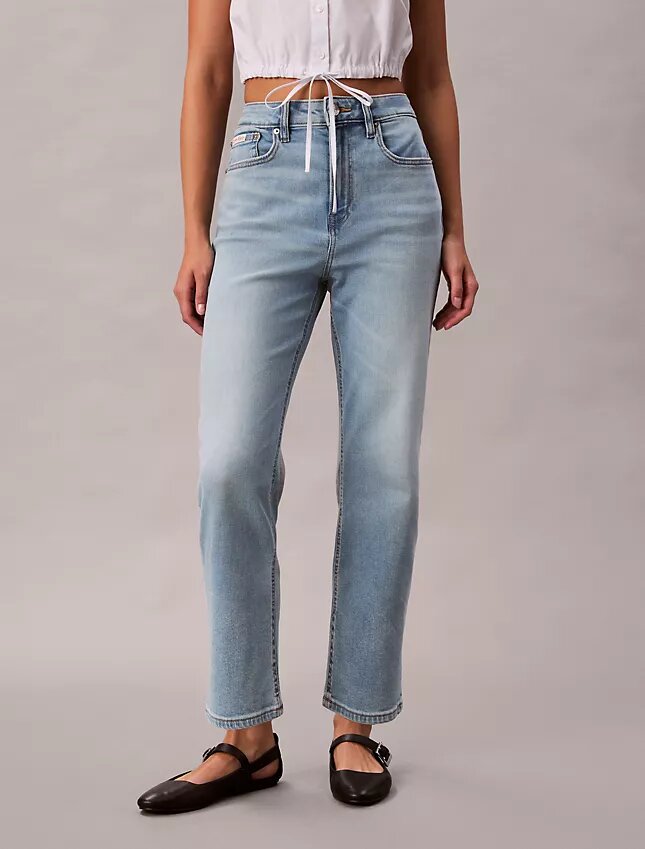 Cropped High Rise Lyocell Blend Straight Jeans Cropped High Rise Lyocell Blend Straight Jeans