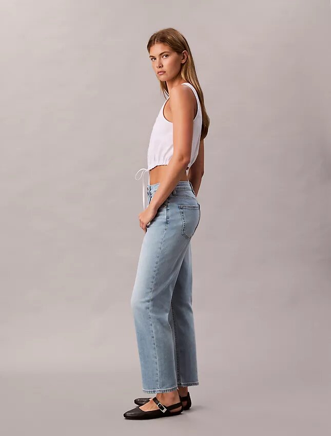 Cropped High Rise Lyocell Blend Straight Jeans Cropped High Rise Lyocell Blend Straight Jeans