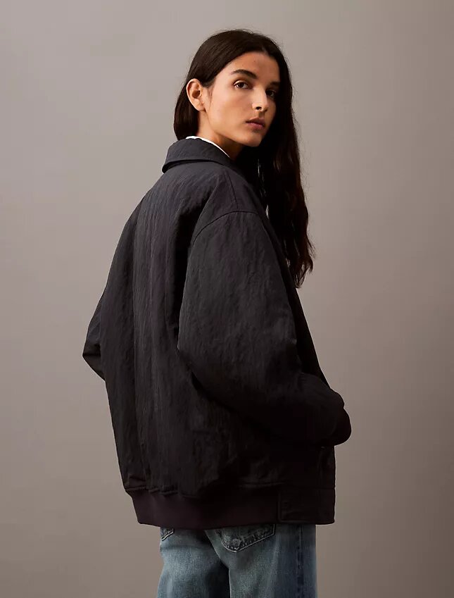 Crushed Nylon Bomber Jacket Crushed Nylon Bomber Jacket