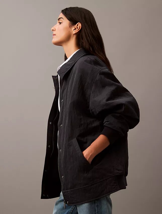 Crushed Nylon Bomber Jacket Crushed Nylon Bomber Jacket