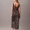 Crushed Satin Print Midi Dress