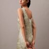 Crushed Satin Print Midi Dress