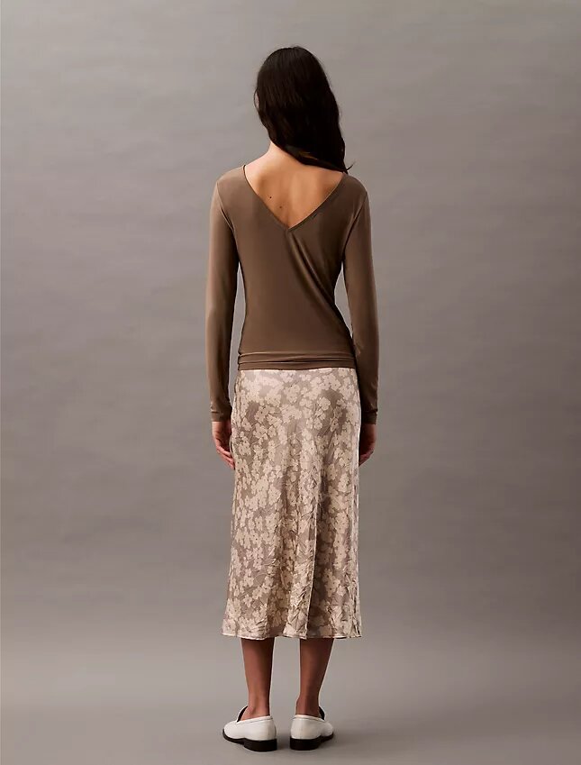 Crushed Satin Print Midi Skirt Crushed Satin Print Midi Skirt