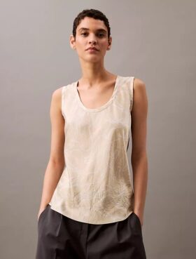 Crushed Satin Print Tank Top