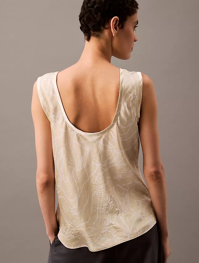 Crushed Satin Print Tank Top Crushed Satin Print Tank Top
