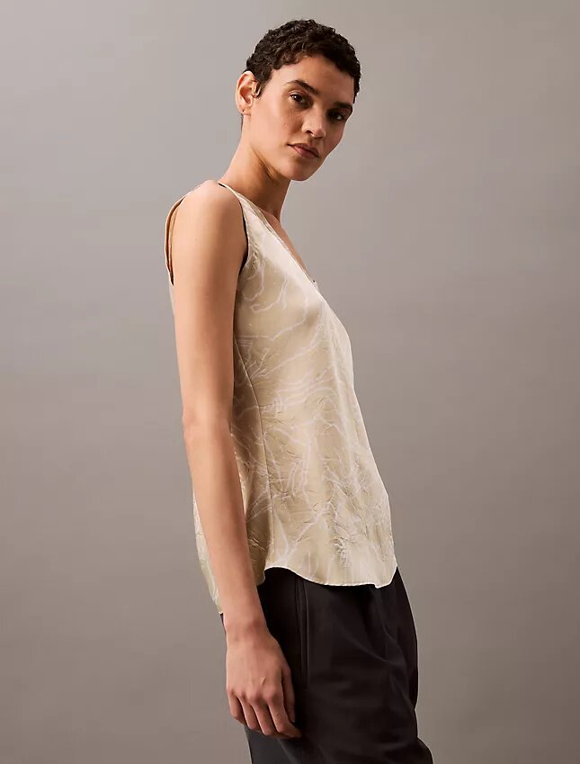 Crushed Satin Print Tank Top Crushed Satin Print Tank Top