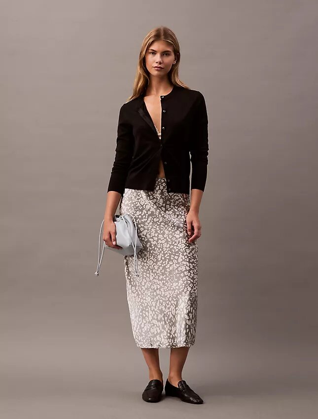 Crushed Satin Printed Midi Skirt Crushed Satin Printed Midi Skirt
