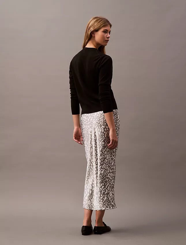 Crushed Satin Printed Midi Skirt Crushed Satin Printed Midi Skirt
