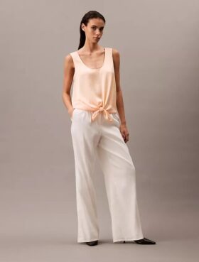 Crushed Satin Tie Front Tank Top