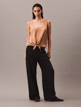 Crushed Satin Tie Front Tank Top