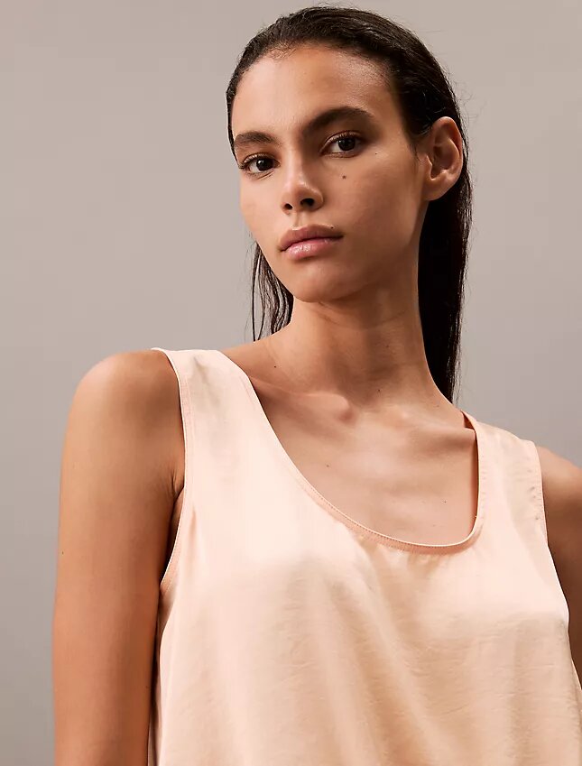 Crushed Satin Tie Front Tank Top Crushed Satin Tie Front Tank Top