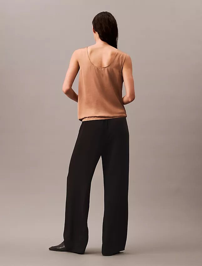 Crushed Satin Tie Front Tank Top Crushed Satin Tie Front Tank Top