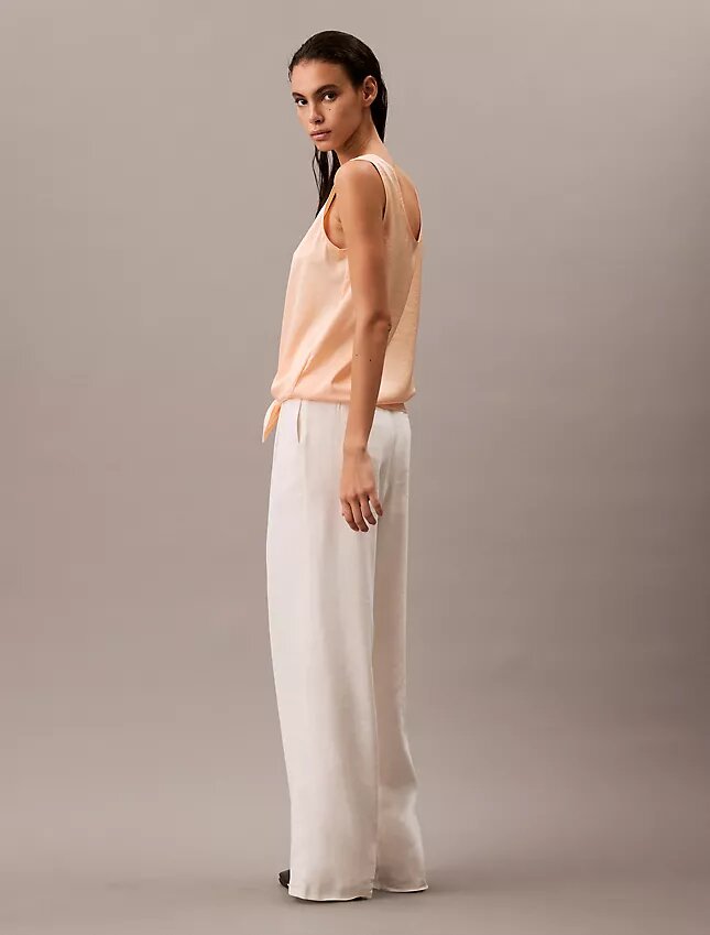 Crushed Satin Tie Front Tank Top Crushed Satin Tie Front Tank Top