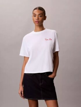 Cursive Calvin Klein Graphic Boxy Tee