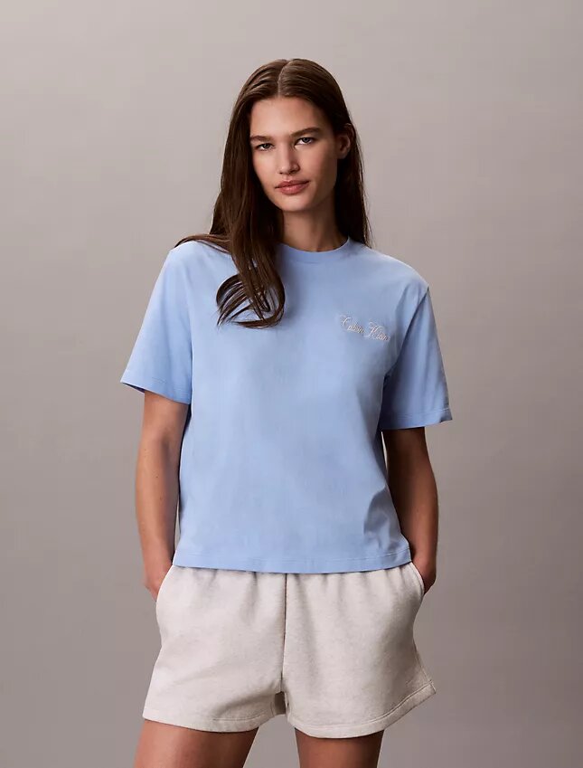 Cursive Calvin Klein Graphic Boxy Tee Cursive Calvin Klein Graphic Boxy Tee